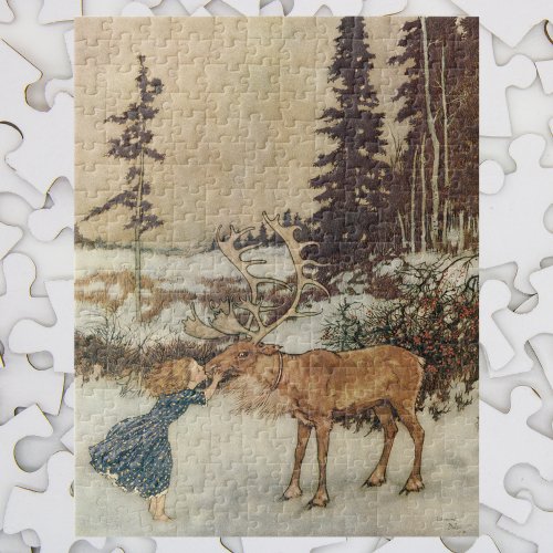 Vintage Gerda and the Reindeer by Edmund Dulac Jigsaw Puzzle