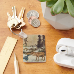 Vintage Gerda and the Reindeer by Edmund Dulac Keychain