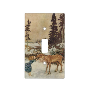 Vintage Gerda and the Reindeer by Edmund Dulac Light Switch Cover
