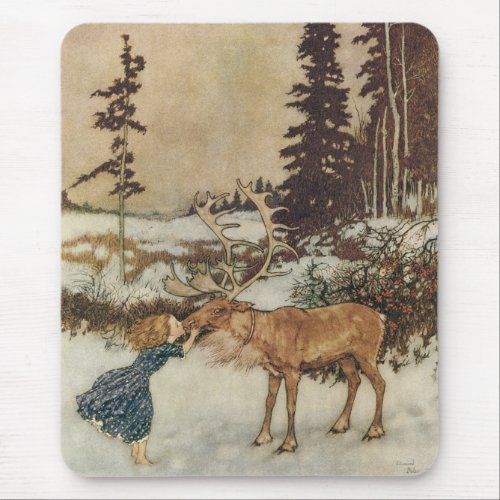 Vintage Gerda and the Reindeer by Edmund Dulac Mouse Pad