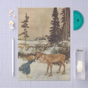 Vintage Gerda and the Reindeer by Edmund Dulac Tissue Paper