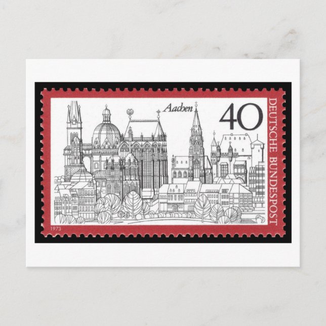 Vintage German Aachen Stamp 1970s Postcard (Front)