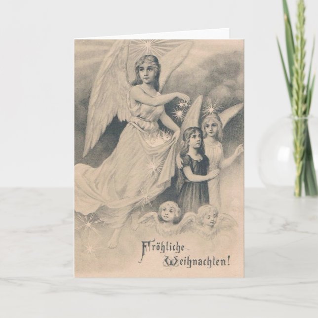 Vintage German Angels Christmas Greeting Card (Front)