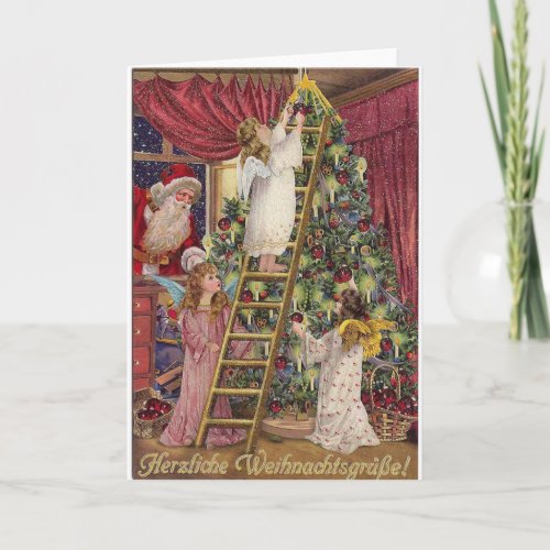 Vintage German Angels Christmas Victorian Art Holiday Card