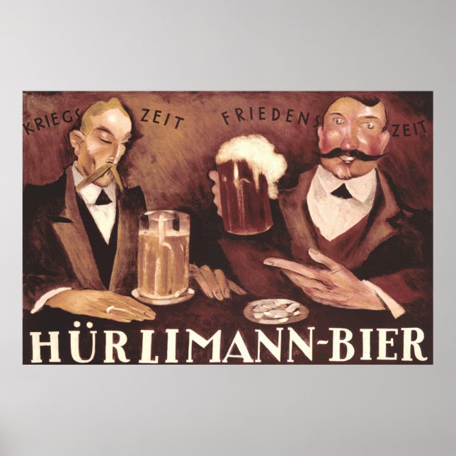 Vintage German Beer Bar Pub Art Poster Hurlimann (Front)