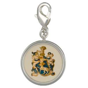 Vintage German Blue and Gold Aries Coat of Arms Charm