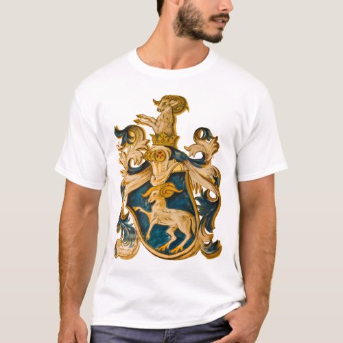 Vintage German Blue and Gold Aries Coat of Arms T_Shirt