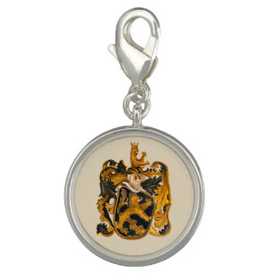 Vintage German Brown and Gold Leo Coat of Arms Charm
