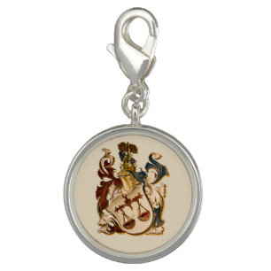 Vintage German Brown and Gold Libra Coat of Arms Charm