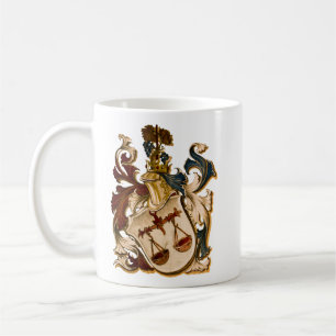Vintage German Brown and Gold Libra Coat of Arms Coffee Mug