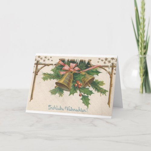 Vintage German Christmas Bells Greeting Card