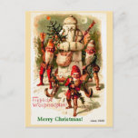 Vintage German Christmas Gnomes and Santa Snowman Holiday Postcard<br><div class="desc">This copy of an old German Christmas Gnomes postcard features a rare Santa snowman.</div>