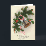 Vintage German Christmas Greeting Card<br><div class="desc">Retro / Vintage German Christmas greeting card. Lovely bells and holly branch! Fröhliche Weihnachten! Merry Christmas!</div>