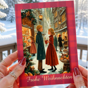 Vintage German Christmas Market Card Couple