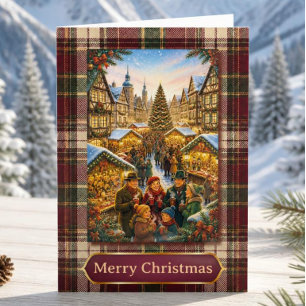 Vintage German Christmas Market Glühwein Family Holiday Card