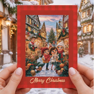 Vintage German Christmas Market Holiday Card
