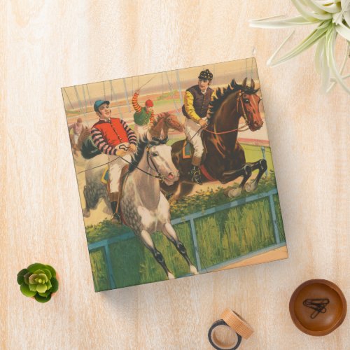 Vintage German Circus Poster Of Jockeys On Horses 3 Ring Binder