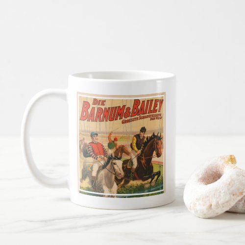 Vintage German Circus Poster Of Jockeys On Horses Coffee Mug