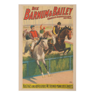 Vintage German Circus Poster Of Jockeys On Horses Faux Canvas Print