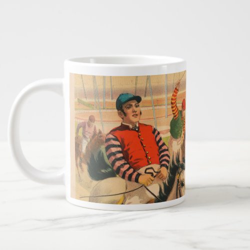 Vintage German Circus Poster Of Jockeys On Horses Giant Coffee Mug