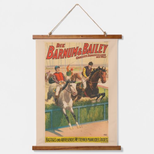 Vintage German Circus Poster Of Jockeys On Horses Hanging Tapestry