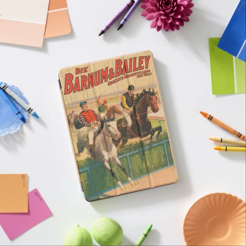 Vintage German Circus Poster Of Jockeys On Horses iPad Air Cover