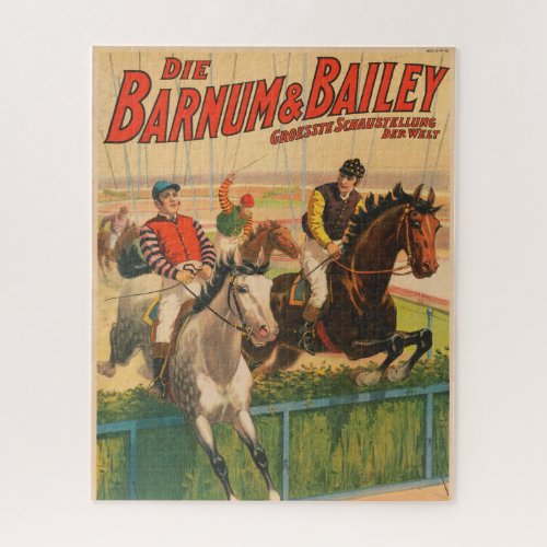 Vintage German Circus Poster Of Jockeys On Horses Jigsaw Puzzle