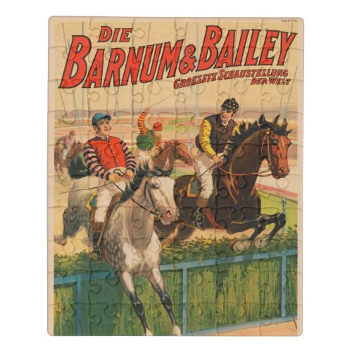 Vintage German Circus Poster Of Jockeys On Horses Jigsaw Puzzle