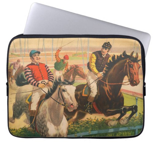Vintage German Circus Poster Of Jockeys On Horses Laptop Sleeve