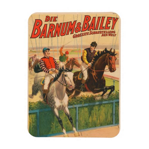 Vintage German Circus Poster Of Jockeys On Horses Magnet
