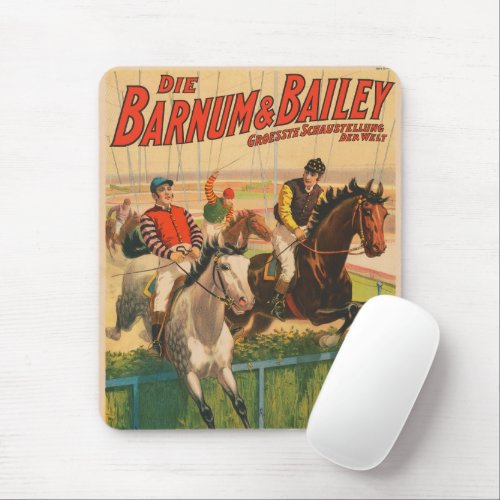 Vintage German Circus Poster Of Jockeys On Horses Mouse Pad