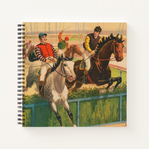 Vintage German Circus Poster Of Jockeys On Horses Notebook