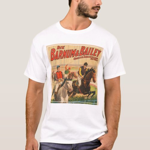 Vintage German Circus Poster Of Jockeys On Horses T_Shirt