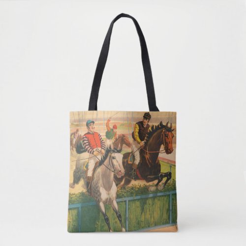 Vintage German Circus Poster Of Jockeys On Horses Tote Bag