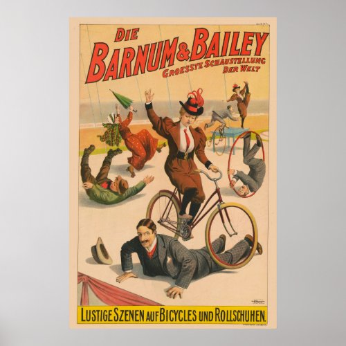 Vintage German Circus Poster Of Performers 1900