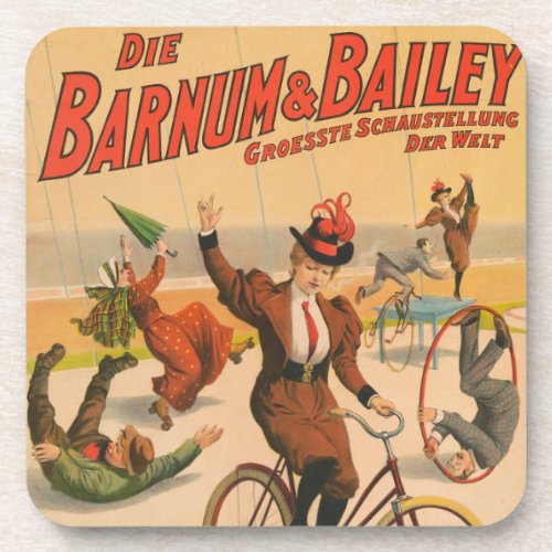 Vintage German Circus Poster Of Performers 1900 Beverage Coaster