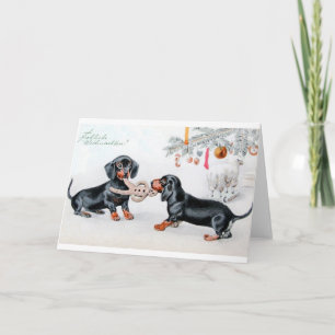 Vintage German Dachshund Christmas Card