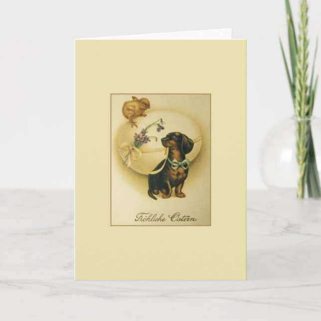 Vintage German Dachshund Easter Card (Front)