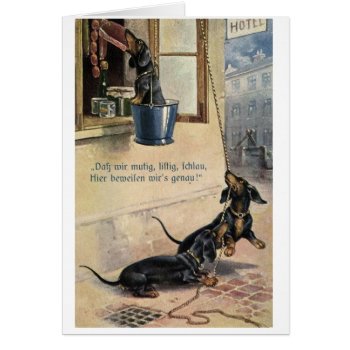 Vintage - German Dachshunds Steal Sausage  by AsTimeGoesBy at Zazzle