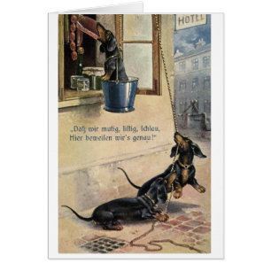 Vintage - German Dachshunds Steal Sausage, Cards