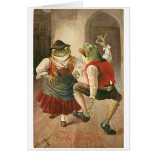 Vintage - German Dancing Frogs Couple, Cards