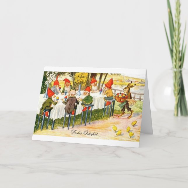 Vintage German Dwarf Easter Card (Front)