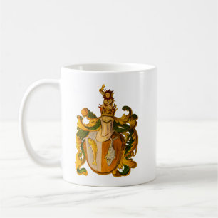 Vintage German Green and Gold Pisces Coat of Arms Coffee Mug