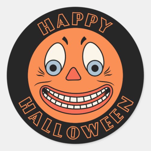 Vintage German Halloween Design Jack OLantern Classic Round Sticker