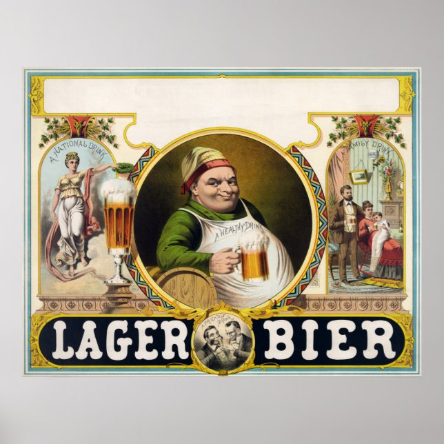 Vintage German Lager Beer Advertisement Poster (Front)