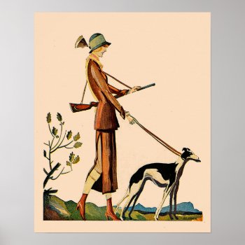 Vintage German Magazine Cover Woman With Greyhound Poster by cowboyannie at Zazzle