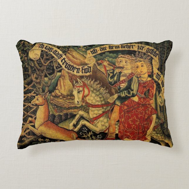 Vintage German Medieval Renaissance Love Hunting  Accent Pillow (Front)
