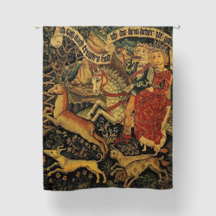 Vintage German Medieval Renaissance Love Hunting Blackout Curtains