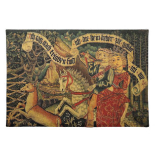Vintage German Medieval Renaissance Love Hunting  Cloth Placemat