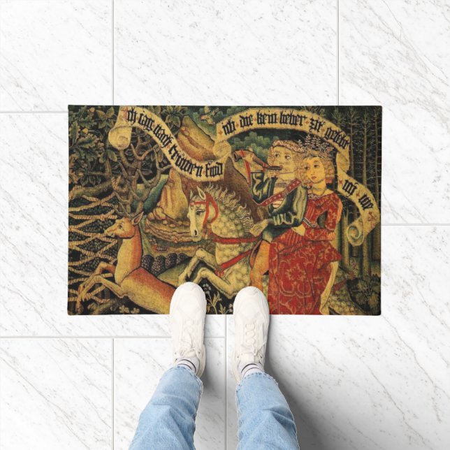 Vintage German Medieval Renaissance Love Hunting  Doormat (Indoor)